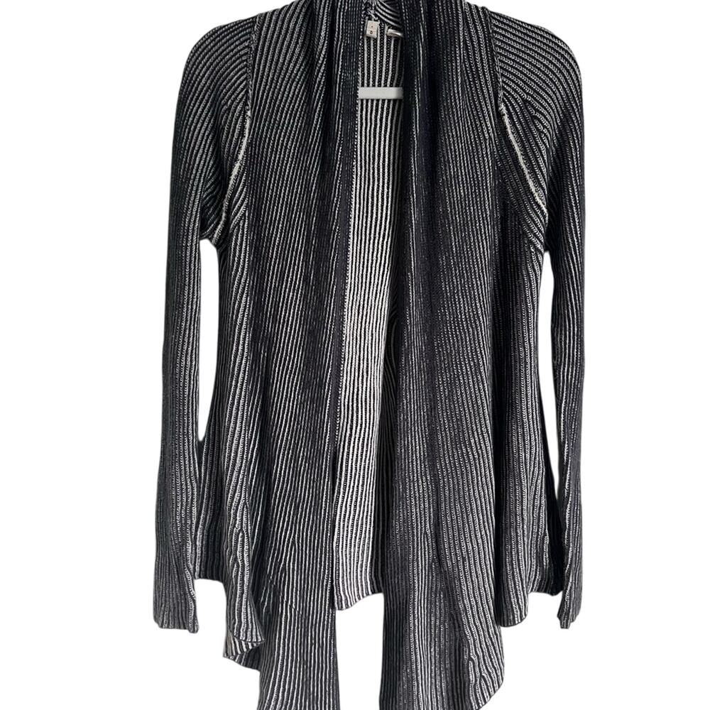 Anthropologie MOTH grey ribbed waterfall cardigan small sweater cotton